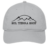eco baseball cap in snowy white, an off white color, with black embroidery