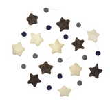 Stars felt garland, white and grey