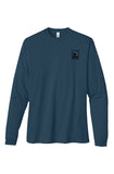 heavyweight organic cotton Long Sleeve shirt in pacific blue with black logo