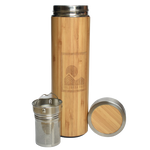Reusable Bamboo Bottle with tea strainer and bamboo lid