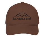Brown cap with 'Sol Terra Shop' logo on a white background