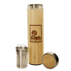 REUSABLE BAMBOO WATER BOTTLE  WITH TEA STRAINER AND BAMBOO LID MADE BY SOL TERRA SHOP