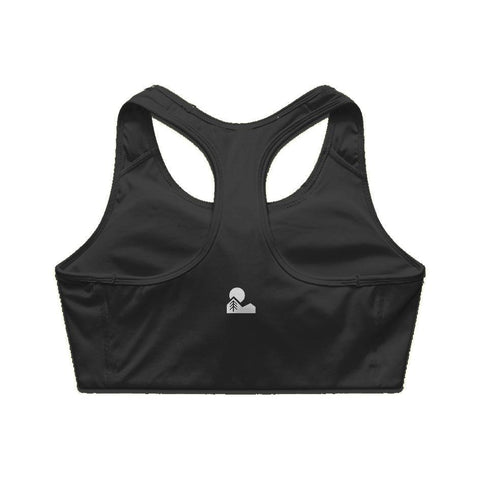 black sport bra top made of recycle nylon