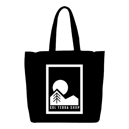 Black color reusable tote bag with brand logo