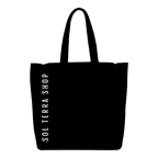 Black color reusable tote bag with Sol Terra Shop name
