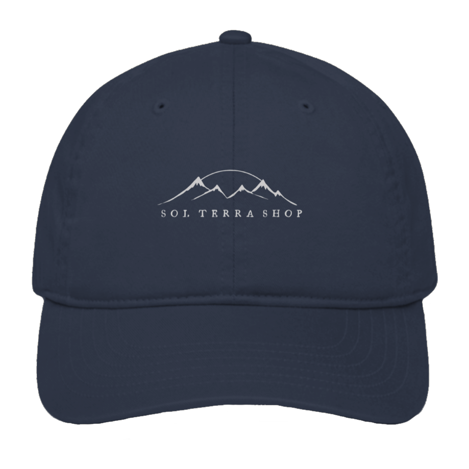 organic cotton baseball cap in a navy color