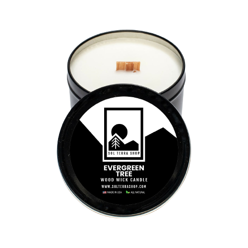 Evergreen Tree scented Soy Candle with Wood Wick
