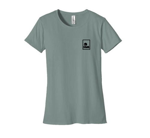 Sage green organic cotton t-shirt with Sol Terra Shop logo