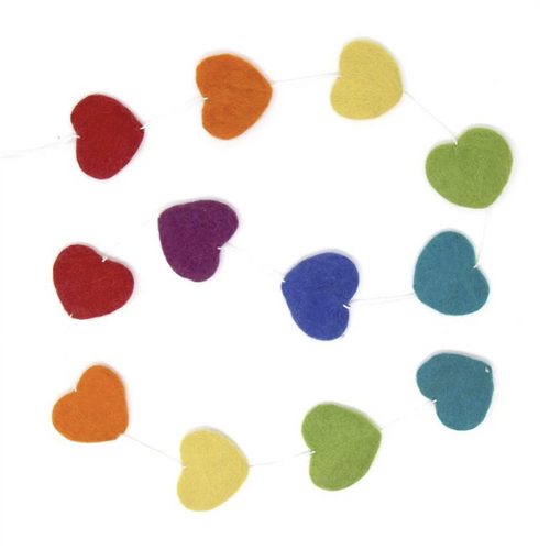 multi colored felt heart garland