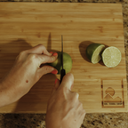 Cutting limes on the 11"x 13" Bamboo Cutting board 11