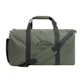 olive duffle bag made of recycled polyester fabric and organic cotton