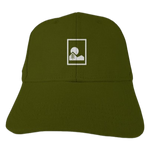 hemp hat with embroidered logo in olive color