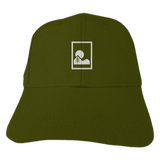 hemp hat with embroidered logo in olive color