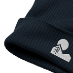 Navy organic cotton beanie with embroidered logo