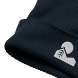 Navy organic cotton beanie with embroidered logo