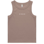 hazy pink colored organic cotton ribbed tank top