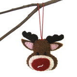 100% wool reindeer head ornament