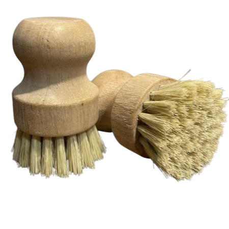 Two natural bristle brushes with wooden handles 