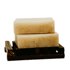 natural soap bar and wooden soap dish combo