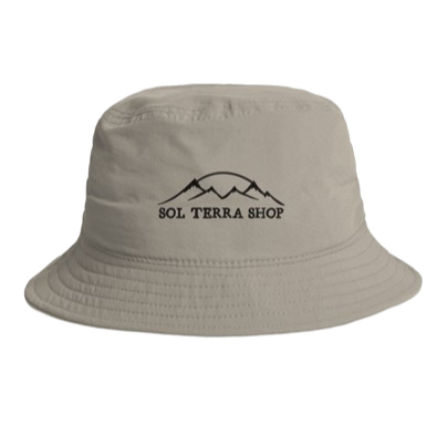 recycled nylon tan colored bucket hat