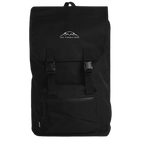 Black recycled backpack with a brand logo, sol terra shop, in white
