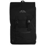 Black recycled backpack with a brand logo, sol terra shop, in white
