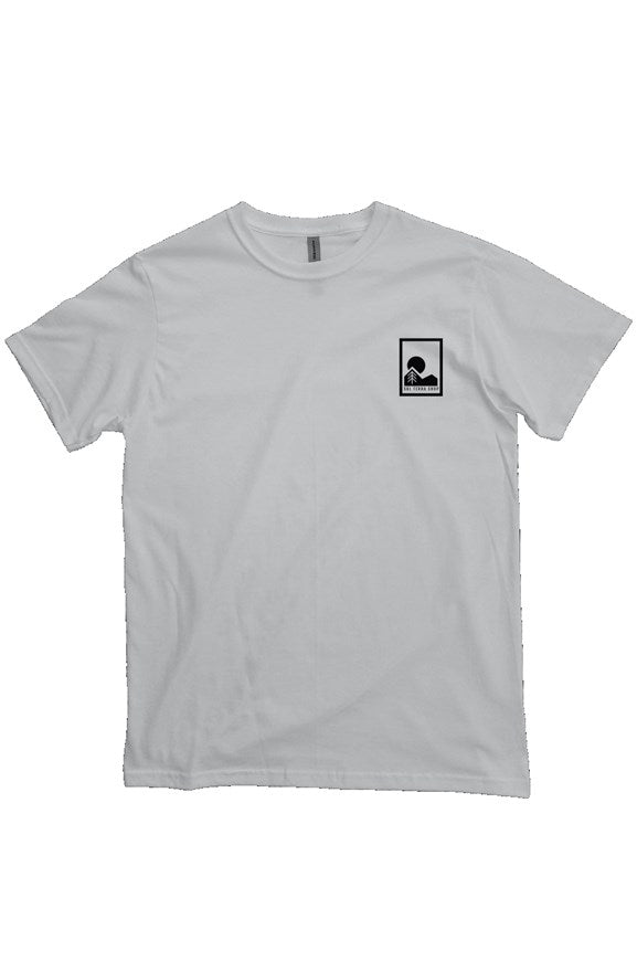 organic cotton t-shirt in sky, small logo