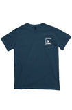 organic cotton t-shirt in pacific blue, small logo