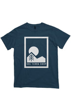 organic cotton t-shirt in pacific blue, large logo