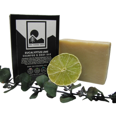 Eucalyptus Lime Shampoo & Body Bar is made of all natural and organic ingredients