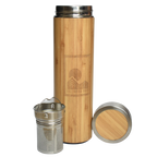 Reusable Bamboo Bottle with tea strainer and bamboo lid
