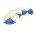 Blue macrame fringed coasters