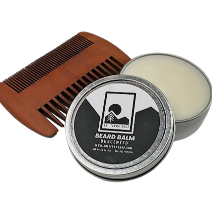natural beard balm & wooden comb, grooming bundle