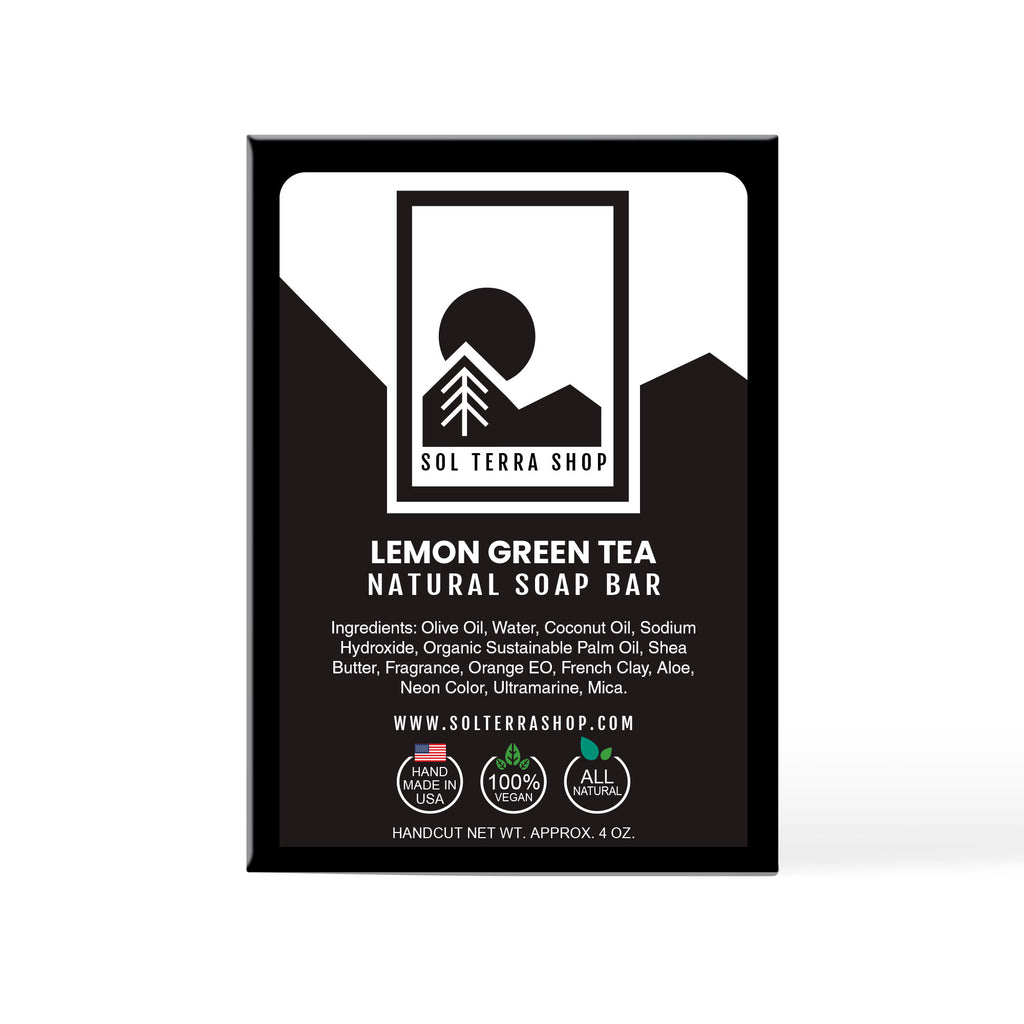 Lemon Green Tea Soap Bar ingredients on box