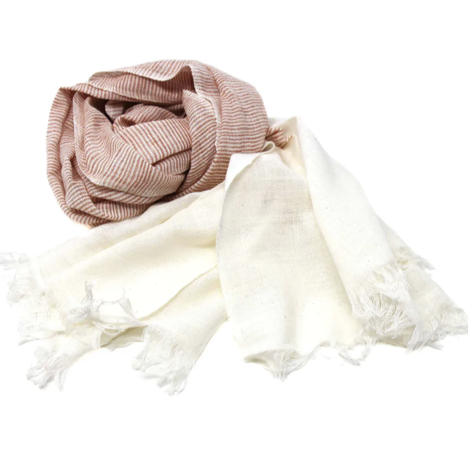 Rust & white hand-dyed scarf