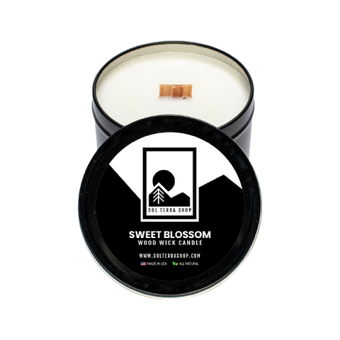 Sweet Blossom Sustainable Soy Candle with wood wick